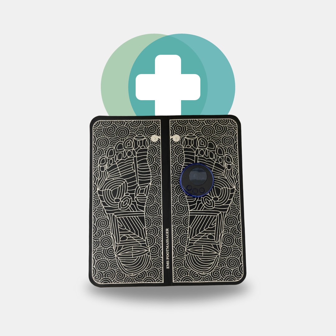 EMS Foot Massager featuring advanced TENS electrostimulator technology for effective pain relief and muscle stimulation. The electric massage mat is designed for comfort and ease of use, promoting enhanced blood circulation and relaxation. Ideal for relieving foot pain and stress, it's portable and convenient for home or office use