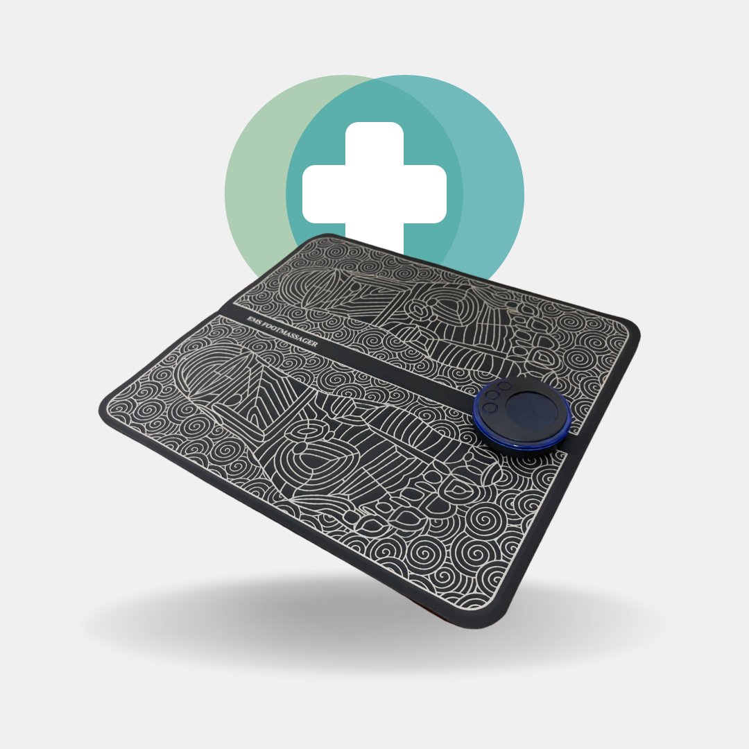 EMS Foot Massager featuring advanced TENS electrostimulator technology for effective pain relief and muscle stimulation. The electric massage mat is designed for comfort and ease of use, promoting enhanced blood circulation and relaxation. Ideal for relieving foot pain and stress, it's portable and convenient for home or office use