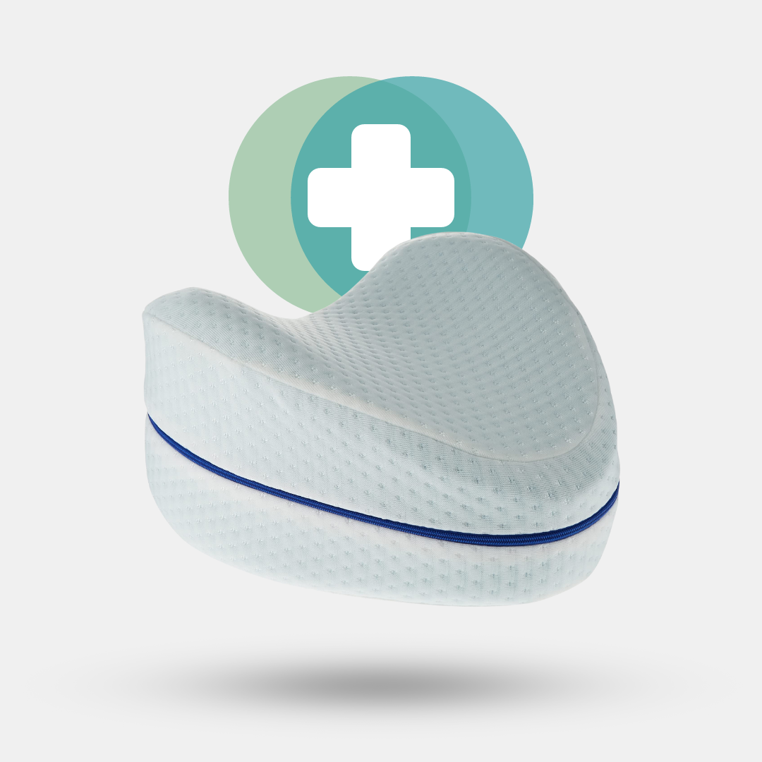 LegComfort Pillow crafted from memory foam, designed for orthopedic support and pain relief in knees, hips, and back, featuring a unique heart shape, breathable fabric, and non-slip design for optimal sleeping comfort