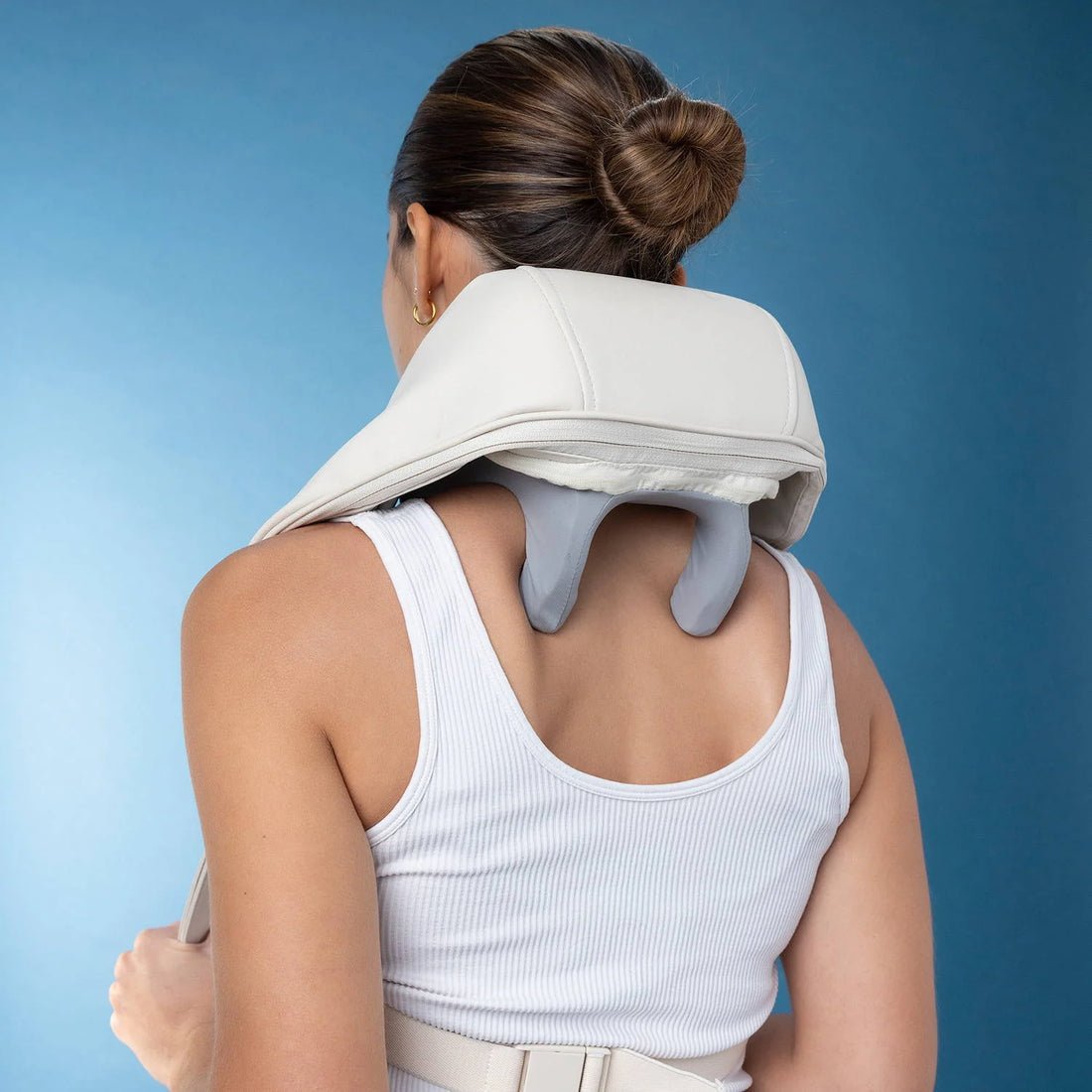 EMS Foot Massager - Electric Massage Mat for Pain Relief and Improved Circulation - Person using EMS Foot Massager for relaxing foot therapy at home.Detailed view of EMS Foot Massager sh